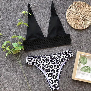 Bikini with Lacy Top & Leopard Bikini Bottoms (2 pc)