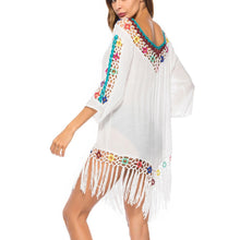 Load image into Gallery viewer, Crochet Beach Cover Up Dress with Tassels