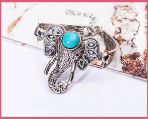 Vintage Bohemian Tibet Silver Elephant Bracelet