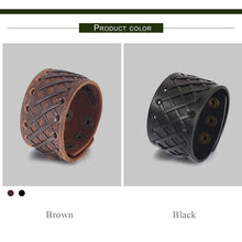 Load image into Gallery viewer, Men&#39;s Woven Leather Wrist Cuff Bracelet in Black &amp; Brown