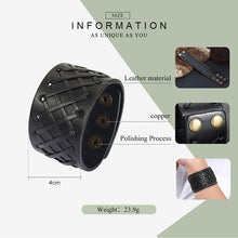 Load image into Gallery viewer, Men&#39;s Woven Leather Wrist Cuff Bracelet in Black &amp; Brown