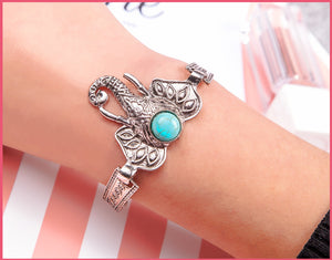 Vintage Bohemian Tibet Silver Elephant Bracelet