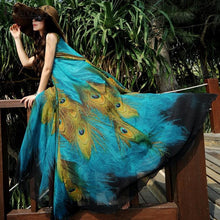 Load image into Gallery viewer, ZANZEA Oversize Womens  Chiffon Peacock Floral Sleeveless  Beach Tunic Long Maxi Dress Sundress