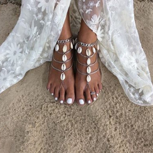 Bohemian beach shell ankle