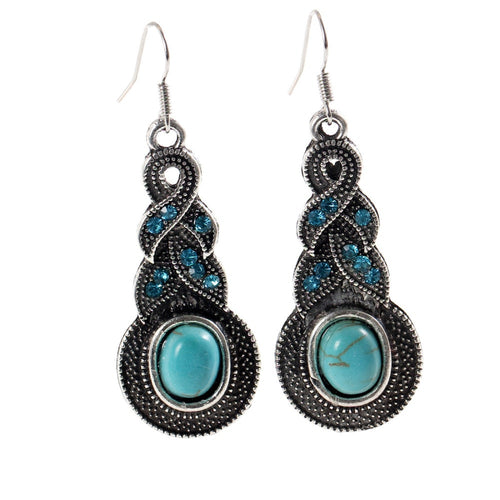 Tibetan Silver vintage exotic natural stone earrings