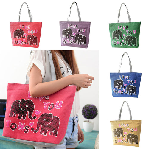 Canvas Elephant Tote Bag