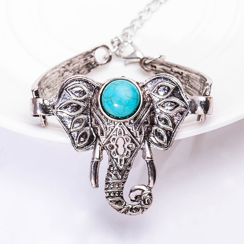 Vintage Bohemian Tibet Silver Elephant Bracelet