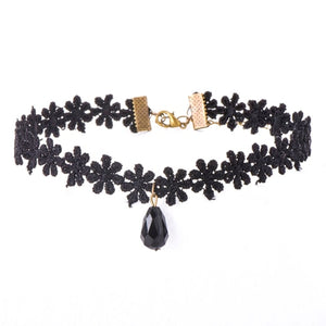 Charm Black Velvet Lace Daisy strip Multilayers pendant Choker Necklace woman Collar Party Jewelry Neck accessories