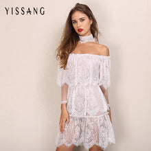 Load image into Gallery viewer, White Lace Women Summer Off The Shoulder Dress