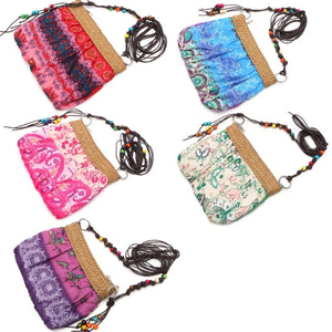 Exotic Boho Floral Straw Weave Handbag