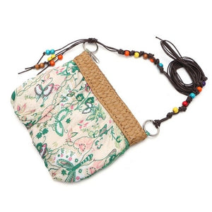 Exotic Boho Floral Straw Weave Handbag