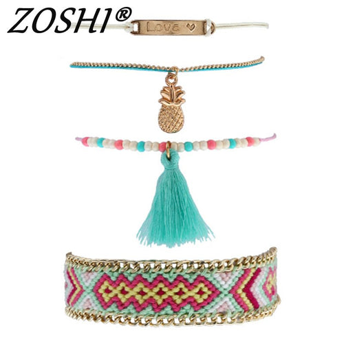 Boho 4pcs/set tassle bracelets