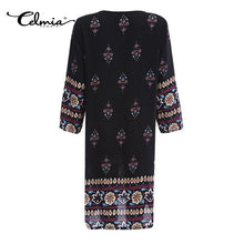 Load image into Gallery viewer, 2019 Women Summer  Mini Dress Ethnic Casual Beach Long Sleeve Floral Slim Sexy Short Elegant Retro Vestidos Plus Size 5XL