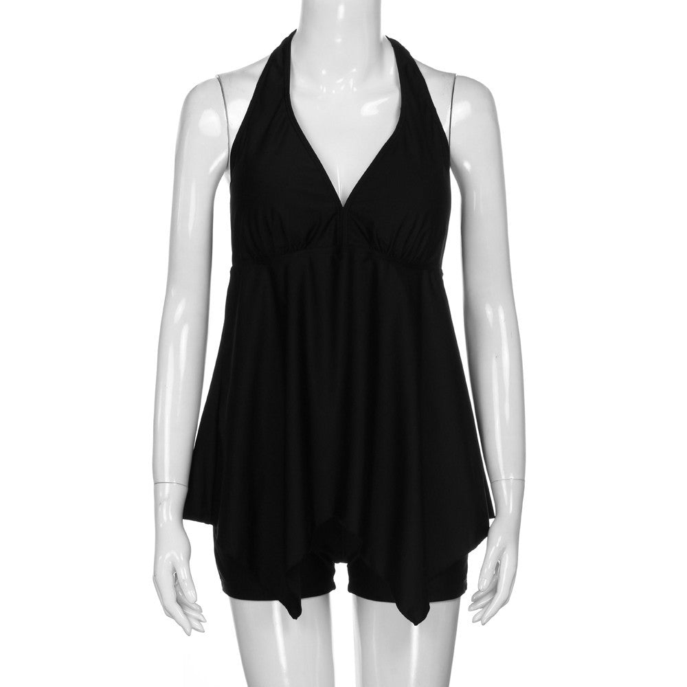 Women's Plus Sizes Tankini Sets With Boy Shorts in Black