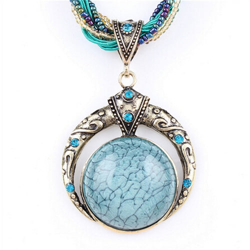 Female vintage choker natural stone pendants&necklaces big boho necklaces ethnic bohemian jewelry statement bijoux femme mujer