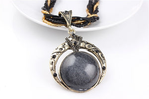 Female vintage choker natural stone pendants&necklaces big boho necklaces ethnic bohemian jewelry statement bijoux femme mujer