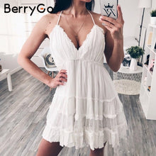 Load image into Gallery viewer, Short White Ruffle Summer Beach Dress