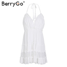 Load image into Gallery viewer, Short White Ruffle Summer Beach Dress