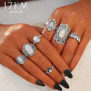 Vintage Opal Knuckle Rings Set