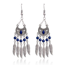 Load image into Gallery viewer, QIHE JEWELRY Ancient silver &amp; bronze tribal beaded leaf tassel dangle earring Ear jewelry Earrings for women BOHO Gypsy jewelry