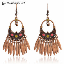 Load image into Gallery viewer, Bronze tibetan Boho dangle earrings