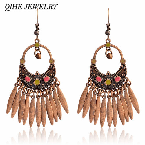 Bronze tibetan Boho dangle earrings