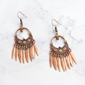 Bronze tibetan Boho dangle earrings