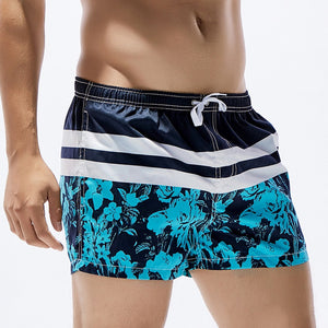 Mens Breathable Swim Trunks Pants Swimwear Shorts Slim Wear Flower Printing