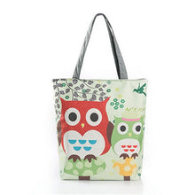 Load image into Gallery viewer, Floral And Owl Printed Women&#39;s Casual Tote Female Daily Use Female Shopping Bag Ladies Single Shoulder Handbag Simple Beach Bag