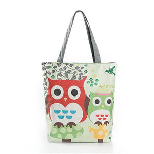 Floral And Owl Printed Women's Casual Tote Female Daily Use Female Shopping Bag Ladies Single Shoulder Handbag Simple Beach Bag