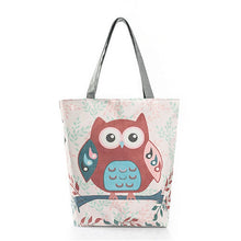 Load image into Gallery viewer, Floral And Owl Printed Women&#39;s Casual Tote Female Daily Use Female Shopping Bag Ladies Single Shoulder Handbag Simple Beach Bag