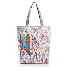 Load image into Gallery viewer, Floral And Owl Printed Women&#39;s Casual Tote Female Daily Use Female Shopping Bag Ladies Single Shoulder Handbag Simple Beach Bag