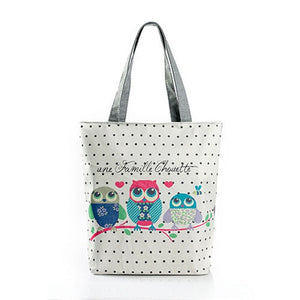 Floral And Owl Printed Women's Casual Tote Female Daily Use Female Shopping Bag Ladies Single Shoulder Handbag Simple Beach Bag