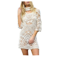 Load image into Gallery viewer, Women&#39;s Beach White Crochet Lace Dress