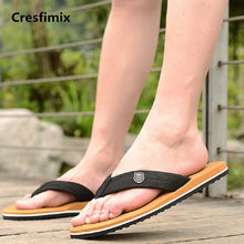 Load image into Gallery viewer, Cresfimix male casual plus size black beach flip flops men cool comfortable outside flip flops tongs masculins man slipper a209