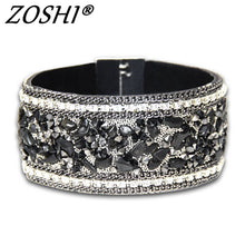 Load image into Gallery viewer, ZOSHI Jewelry Fashion Women Leather Bangle Bracelet with Magnetic clasp Stones Bracelets Female Accessories Charm Boho Bracelets