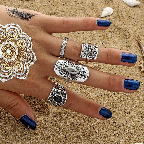 Vintage Turkish Boho Flower Rings