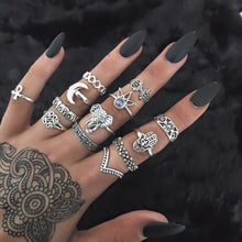 Load image into Gallery viewer, Retro Silver Color Knuckle Rings for Women Turkish Boho Midi Finger Ring Set Jewelry Punk Elephant Bague Femme