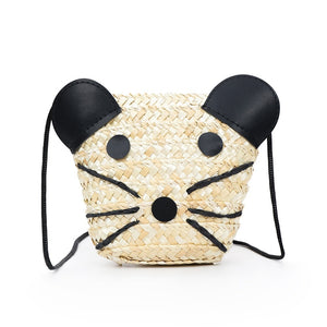 Straw Woven Mouse Beach Bag