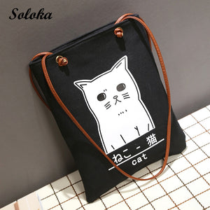 Woman bags Girl Leisure Canvas Cartoon Printed Bags Cartoon Cat Beach Bags Large Capacity Tote Women Casual Shopping Bags Bolsa