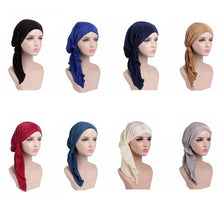 Load image into Gallery viewer, Turban Woman Fashion Chic Summer Scarf Pleated Tail Hood Cap Chemotherapy Cap