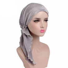 Load image into Gallery viewer, Turban Woman Fashion Chic Summer Scarf Pleated Tail Hood Cap Chemotherapy Cap