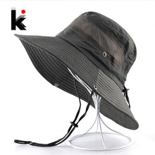 Load image into Gallery viewer, Men&#39;s Summer Bucket hat Wide Brim Sun Caps Women Beach Anti-UV Visor Hats For Men Outdoor Fishing Climbing Bob Chapeau Bones