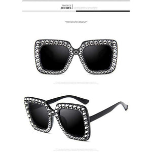 Crystal Bling Luxury Large Retro Square Sunglasses