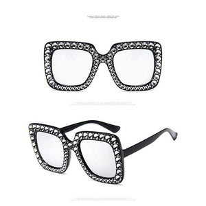 Crystal Bling Luxury Large Retro Square Sunglasses