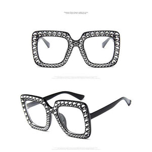 Crystal Bling Luxury Large Retro Square Sunglasses