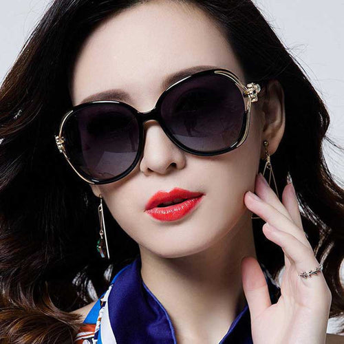 Luxury Vintage Oversized Sun Glasses with Rose Flower Frame Decoration