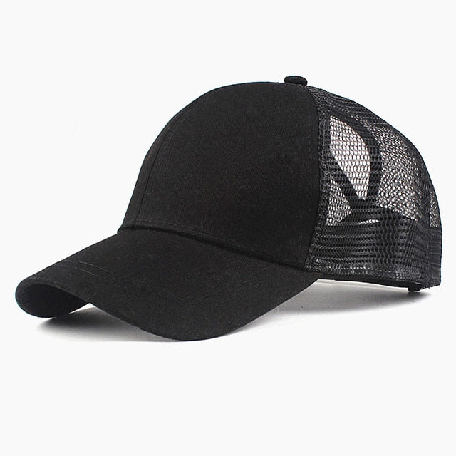 Xthree  Solid Summer Ponytail Baseball Cap Mesh Hats For Men Women  Messy Bun Casual Hip Hop  Snap back Gorras Hombre hats