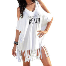 Load image into Gallery viewer, Womens Tassel Letters Print Baggy Swimwear Bikini Cover-UPS Beach Dress