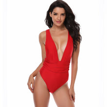 Load image into Gallery viewer, 2018 Holiday New Sexy  Mature Woman Swimwear Siamese bikini Set Summer Swim Suit Solid Color Sexy Swimwear Bathing Suit